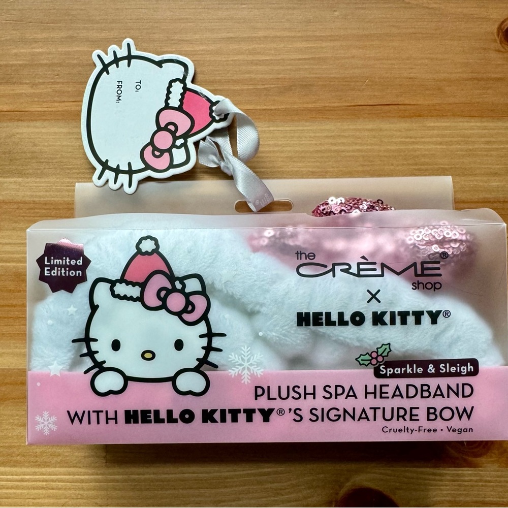 Hello Kitty Sparkly Pink Bow Holiday Creme Shop Spa Headband Limited Edition